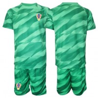 Stroje piłkarskie Chorwacja Bramkarskie Koszulka Wyjazdowej dla dzieci MŚ 2026 Krótki Rękaw (+ szorty)